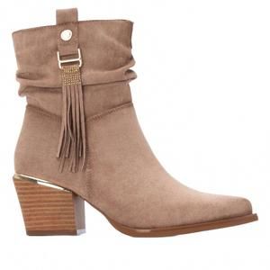 NEW XTI women's 144461 block heeled booties in beige